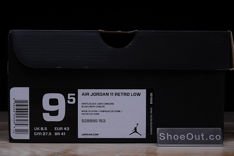 AIR JORDAN 11 RETRO LOW "CONCORD" BLACK/ WHITE mens 528895-153