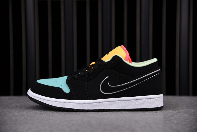 Air Jordan 1 Low Black Aurora Green Laser Orange CK3022-013