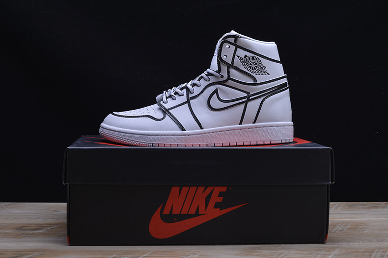 Nike Air Jordan 1 Retro “Comic 3D Pencil” White Hand-Painted MENS AA4724-110