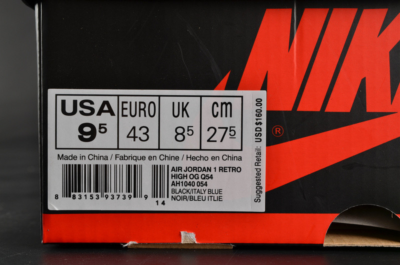 Air Jordan 1 Retro High OG “Quai 54” Black/Italy Blue-University Red mens AH1040-054
