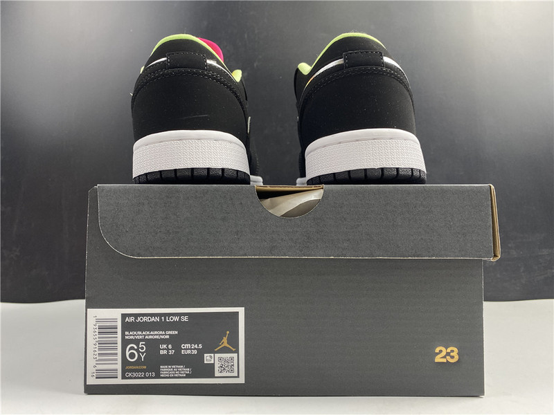 Air Jordan 1 Low Black Aurora Green Laser Orange CK3022-013