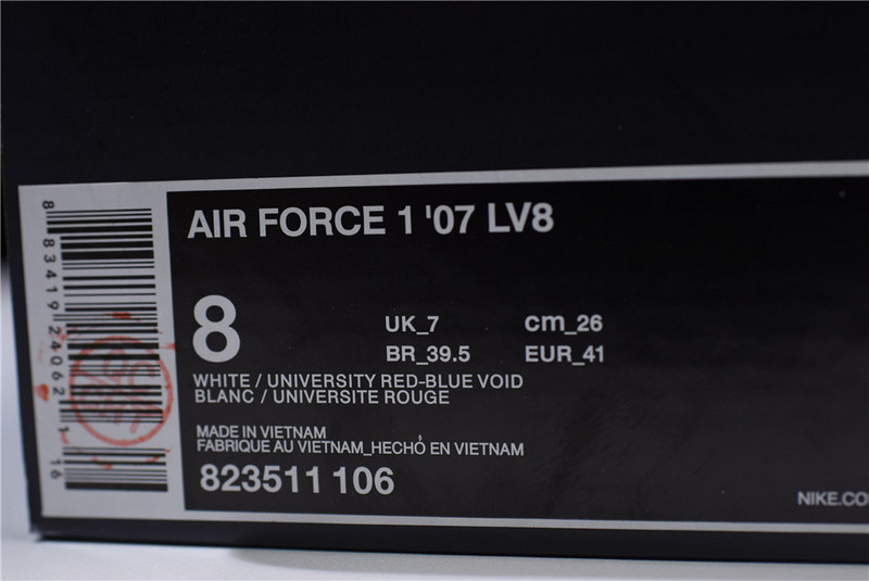 Nike Air Force 1 Low LV8 3D Chenille S* White Red Blue 823511-106