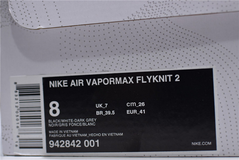 Nike Air Vapormax Flyknit 2.0 Black/White-Dark Grey 942842-001