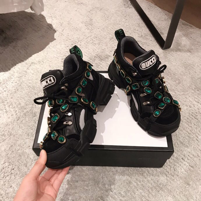 GC Black Flashtrek Sneakers With Removable Crystals