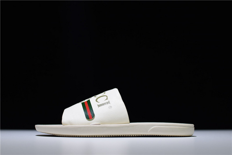 GC Leather SLIDE SANDAL WHITE WITH GG LOGO WOMENS 1K969E 3F7U F0090