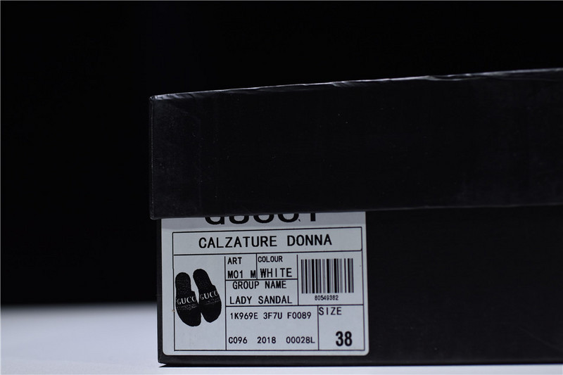 GC Leather SLIDE SANDAL WHITE WITH GG LOGO WOMENS 1K969E 3F7U F0090