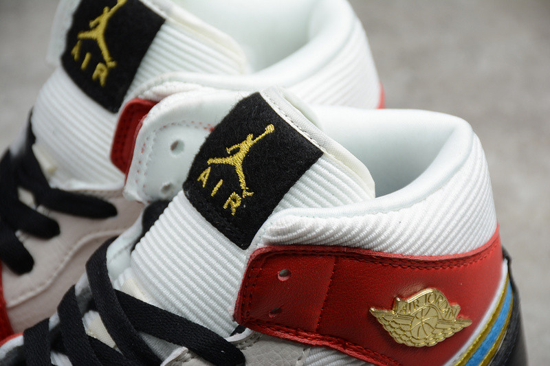 Air Jordan 1 Mid Sail Red Black Blue DC1426-100