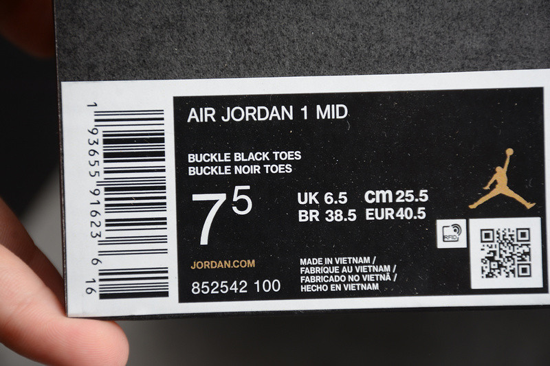 Air Jordan 1 Mid SE Union Black Toe 852542-100