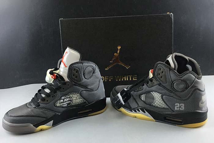 OFF WHITE AIR JORDAN 5 SP BLACK MUSLIN FIRE RED CT8480-001