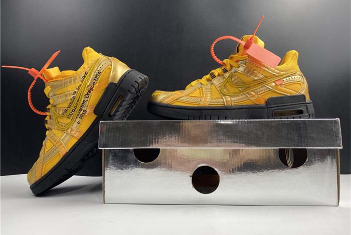 OFF-WHITE x Nike Air Rubber Dunk “University Gold” CU6015-100